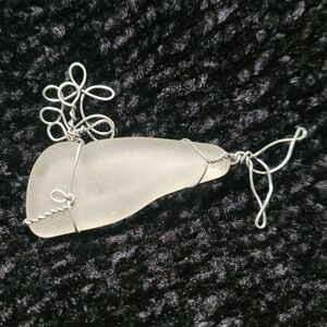 Wire Wrapped Whale Sea Glass Pendant